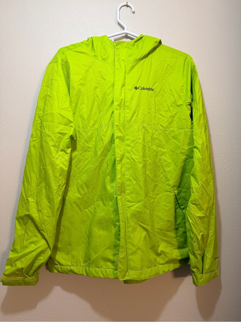 Columbia Bright Green Packable Windbreaker Jacket